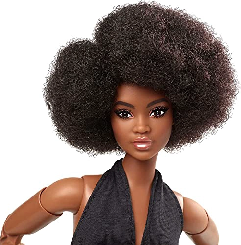 BARBIE SIGNATURE LOOKS MUÑECA CURVA MORENA MUÑECA DE MODA TOTALMENTE POSABLE CON OVEROL NEGRO - 3
