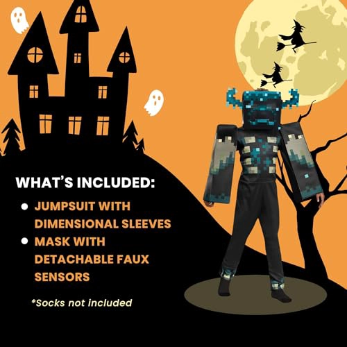 MINECRAFT DISFRAZ DE GUARDIAN DISFRAZ OFICIAL DE MINECRAFT DE LUJO PARA NIÑOS CON TOCADO Y MONO - 5