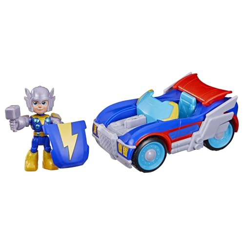 MARVEL IRON MAN AND HIS AWESOME FRIENDS THOR THUNDER ROADRACER FIGURA DE ACCION Y VEHICULO - 1