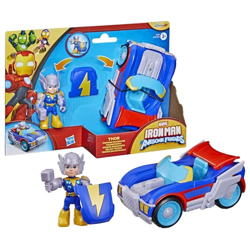 MARVEL IRON MAN AND HIS AWESOME FRIENDS THOR THUNDER ROADRACER FIGURA DE ACCION Y VEHICULO - 2