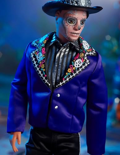 BARBIE SIGNATURE KEN FASHION MUÑECA 2023 DIA DE MUERTOS COLECCIONABLE CON CHAQUETA AZUL SOMBRERO - 3