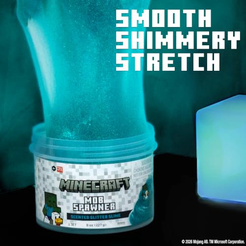 MINECRAFT MOB SPAWNER TARRO DE SLIME CON PURPURINA SLIME ELASTICO BRILLANTE CON AROMA A FRAMBUESA - 4