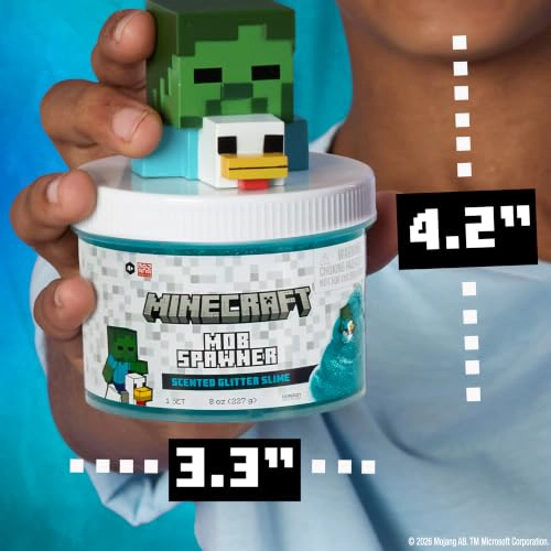MINECRAFT MOB SPAWNER TARRO DE SLIME CON PURPURINA SLIME ELASTICO BRILLANTE CON AROMA A FRAMBUESA - 7
