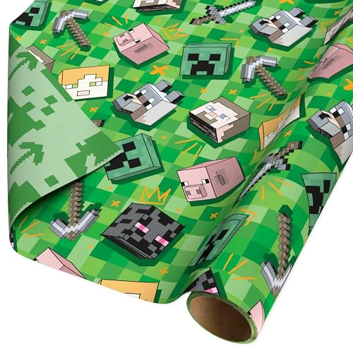 AMERICAN GREETINGS PAPEL DE REGALO REVERSIBLE DE MINECRAFT DE 40 PIES CUADRADOS PARA TODAS - 1