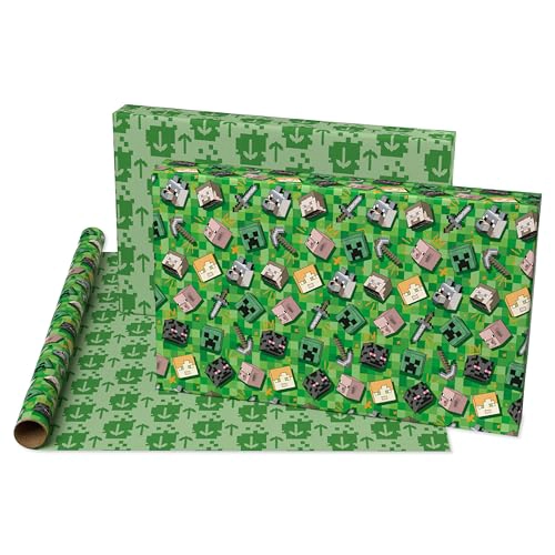 AMERICAN GREETINGS PAPEL DE REGALO REVERSIBLE DE MINECRAFT DE 40 PIES CUADRADOS PARA TODAS - 3