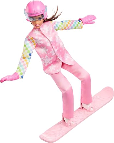 BARBIE CAREERS MUÑECA SNOWBOARDER CON CHAQUETA DE NIEVE ROSA PANTALONES Y BOTAS CON MAS DE 10 - 5