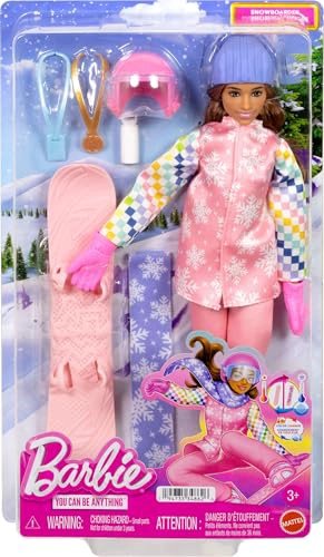 BARBIE CAREERS MUÑECA SNOWBOARDER CON CHAQUETA DE NIEVE ROSA PANTALONES Y BOTAS CON MAS DE 10 - 6