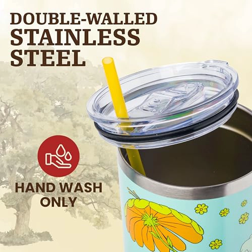 SILVER BUFFALO DISNEY VASO DE ACERO INOXIDABLE DE DOBLE PARED CON ASA Y PAJILLA DISEÑO DE WINNIE - 4