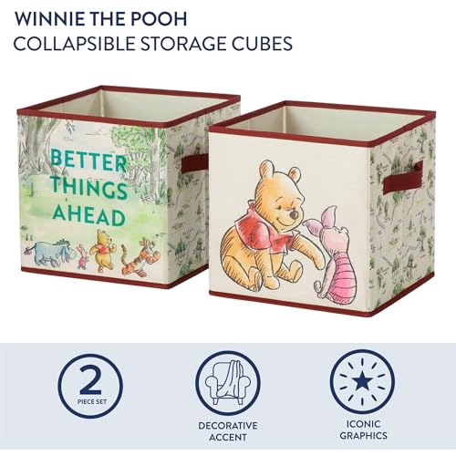 DISNEY WINNIE THE POOH CUBOS DE ALMACENAMIENTO DE TELA JUEGO DE 2 CONTENEDORES DURADEROS CON ASAS - 2
