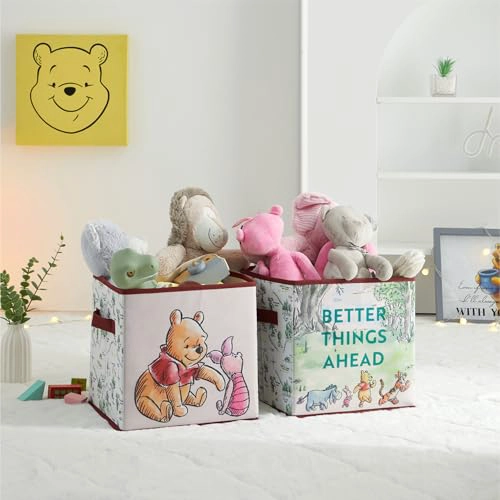 DISNEY WINNIE THE POOH CUBOS DE ALMACENAMIENTO DE TELA JUEGO DE 2 CONTENEDORES DURADEROS CON ASAS - 7