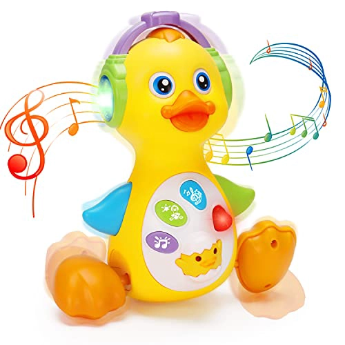 TSOMTTO JUGUETE MUSICAL DE PATO ILUMINADO PARA BEBE  JUGUETES PARA BEBE S QUE BAILAN Y GATEAN - 1