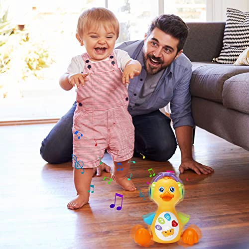 TSOMTTO JUGUETE MUSICAL DE PATO ILUMINADO PARA BEBE  JUGUETES PARA BEBE S QUE BAILAN Y GATEAN - 3