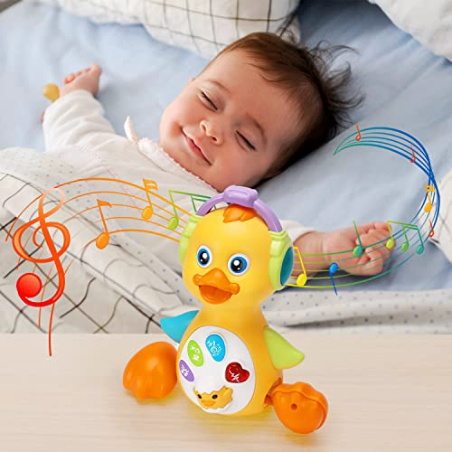 TSOMTTO JUGUETE MUSICAL DE PATO ILUMINADO PARA BEBE  JUGUETES PARA BEBE S QUE BAILAN Y GATEAN - 4