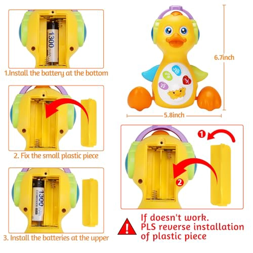 TSOMTTO JUGUETE MUSICAL DE PATO ILUMINADO PARA BEBE  JUGUETES PARA BEBE S QUE BAILAN Y GATEAN - 6