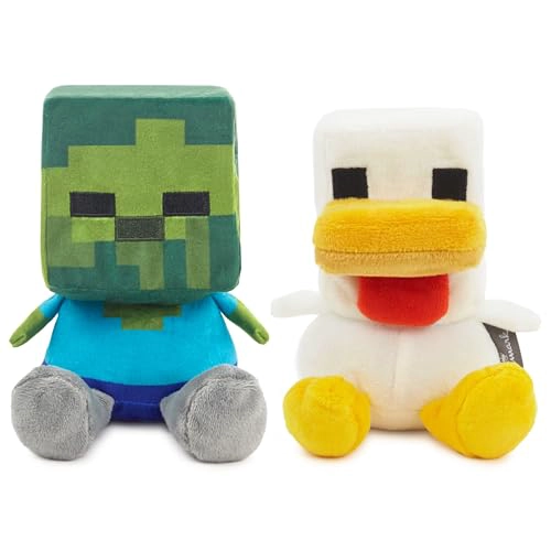 HALLMARK BETTER TOGETHER MINECRAFT JUGUETE MAGNE TICO DE PELUCHE JUEGO DE 2 BEBE  ZOMBI Y POLLO 525 - 2