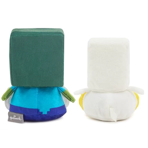 HALLMARK BETTER TOGETHER MINECRAFT JUGUETE MAGNE TICO DE PELUCHE JUEGO DE 2 BEBE  ZOMBI Y POLLO 525 - 3