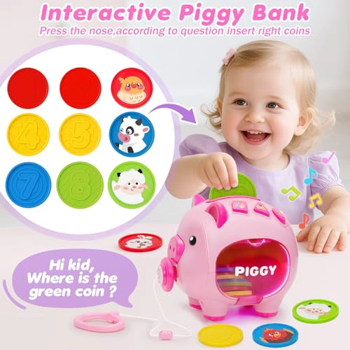 ALCANCIA PARA NIÑOS JUGUETES PARA NIÑAS DE 1 AÑO ALCANCIA MUSICAL PARA CONTAR NUMEROS Y APRENDER - 2