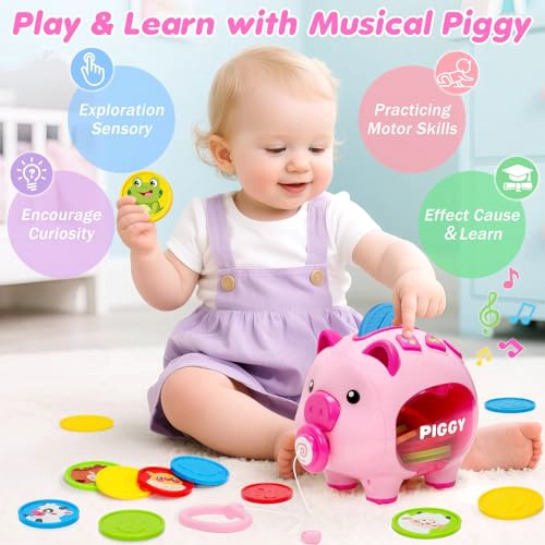ALCANCIA PARA NIÑOS JUGUETES PARA NIÑAS DE 1 AÑO ALCANCIA MUSICAL PARA CONTAR NUMEROS Y APRENDER - 6