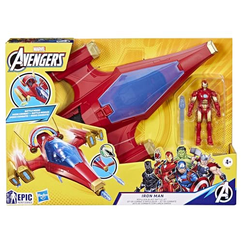 MARVEL AVENGERS EPIC HERO SERIES IRON MAN REPULSOR BLAST BATTLE JET VEHICULO DE 4 PULGADAS 39 IN - 2