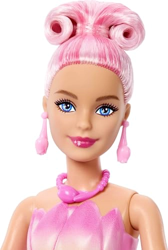 MUÑECA BARBIE PETAL POP CON VESTIDO DE TULIPAN ROSA Y ACCESORIOS REVELACION DE RAMO CON CONEJITO - 4