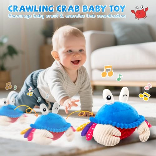 JUGUETES PARA BEBE S DE 12 A 18 MESES JUGUETE DE PELUCHE MUSICAL DE CANGREJO QUE GATEA 40 CANCIONES - 3