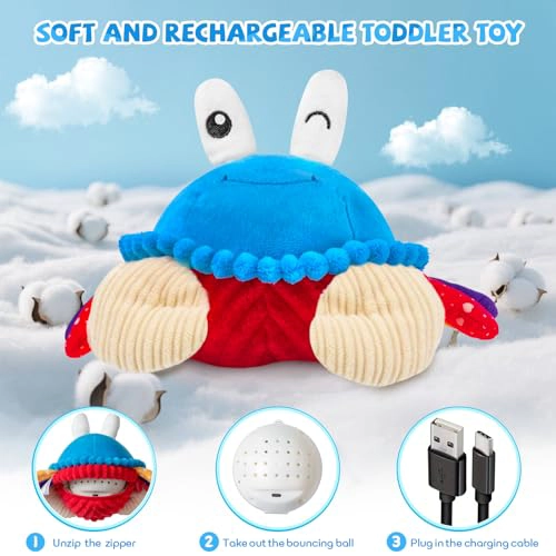 JUGUETES PARA BEBE S DE 12 A 18 MESES JUGUETE DE PELUCHE MUSICAL DE CANGREJO QUE GATEA 40 CANCIONES - 6