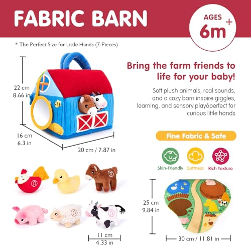HAHALAND JUGUETES PARA BEBE S DE 6 A 12 MESES GRANERO SORPRESA CON ANIMALES DE GRANJA DE PELUCHE - 6