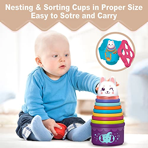 LTKFFFDP JUGUETES APILABLES PARA BEBE S DE 1 A 3 AÑOS CLASIFICADOR DE FORMA DE TAZA DE ANIDACION - 4