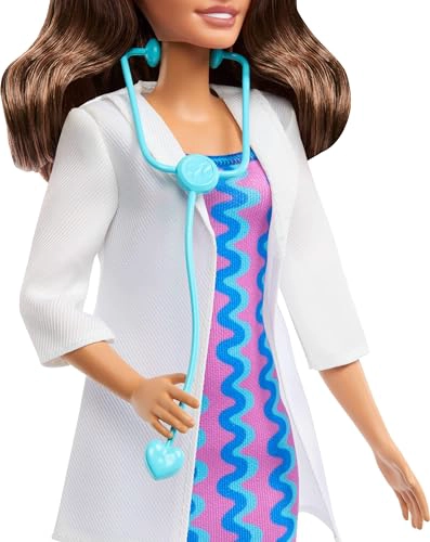 MUÑECA DE MODA BARBIE CAREERS DOCTOR QUE LLEVA ATUENDO REMOVIBLE CON BATA BLANCA VESTIDO Y ZAPATOS - 4