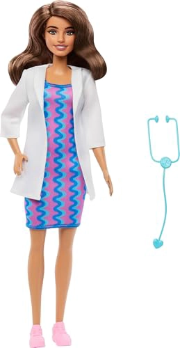 MUÑECA DE MODA BARBIE CAREERS DOCTOR QUE LLEVA ATUENDO REMOVIBLE CON BATA BLANCA VESTIDO Y ZAPATOS - 5