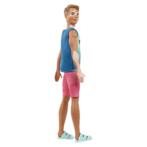 MUÑECA BARBIE FASHIONISTAS KEN 192 CON CABELLO CASTAÑO RECORTADO Y VITILIGO EN TANK TOP MALIBU - 5