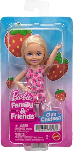 BARBIE CLUB CHELSEA MUÑECA PEQUEÑA 6 PULGADAS CON CABELLO RUBIO VISTIENDO VESTIDO EXTRAIBLE - 6