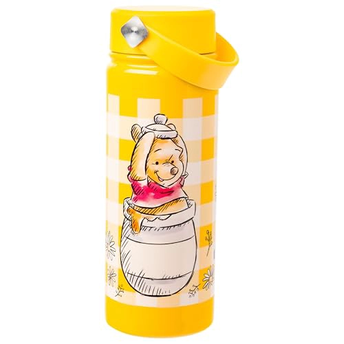 SILVER BUFFALO DISNEY WINNIE THE POOH IN HUNNY POT YELLOW GINGHAM BOTELLA DE AGUA DE ACERO - 1