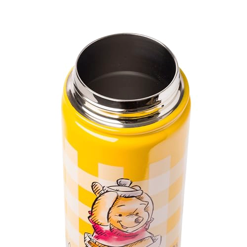 SILVER BUFFALO DISNEY WINNIE THE POOH IN HUNNY POT YELLOW GINGHAM BOTELLA DE AGUA DE ACERO - 4