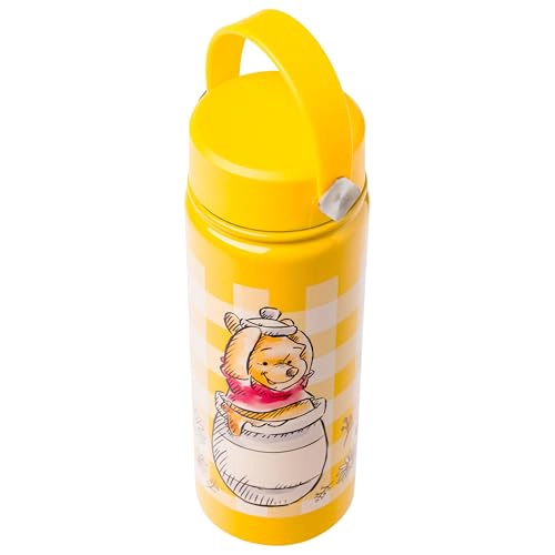 SILVER BUFFALO DISNEY WINNIE THE POOH IN HUNNY POT YELLOW GINGHAM BOTELLA DE AGUA DE ACERO - 5