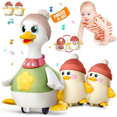 JUGUETE MUSICAL DE PATO GATEADOR CON CANCION DE CUNA JUGUETE INTERACTIVO PARA BEBE S CON MOVIMIENTO - 1