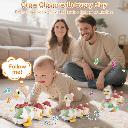 JUGUETE MUSICAL DE PATO GATEADOR CON CANCION DE CUNA JUGUETE INTERACTIVO PARA BEBE S CON MOVIMIENTO - 2