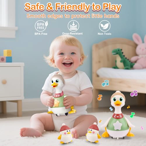 JUGUETE MUSICAL DE PATO GATEADOR CON CANCION DE CUNA JUGUETE INTERACTIVO PARA BEBE S CON MOVIMIENTO - 5