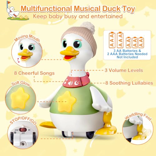JUGUETE MUSICAL DE PATO GATEADOR CON CANCION DE CUNA JUGUETE INTERACTIVO PARA BEBE S CON MOVIMIENTO - 6