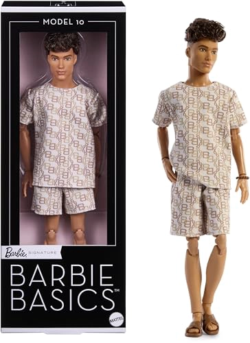 BARBIE BASICS MODEL COLLECTOR KEN FASHION DOLL 10 CON CABELLO MORENO EN CAMISA Y PANTALONES CORTOS - 1