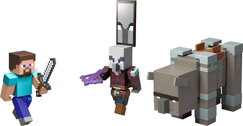 MATTEL MINECRAFT PAQUETE DE ASALTO A LA ALDEA CON 3 FIGURAS DE ACCION Y ACCESORIOS SET DE COLECCION - 6