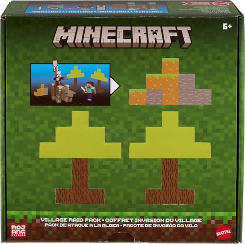 MATTEL MINECRAFT PAQUETE DE ASALTO A LA ALDEA CON 3 FIGURAS DE ACCION Y ACCESORIOS SET DE COLECCION - 7
