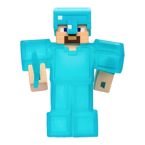 HE ROES DE GOO JIT ZU MINECRAFT PERSONAJES ELASTICOS STEVE CON ARMADURA DE DIAMANTE Y ESPADA RELLENO - 1