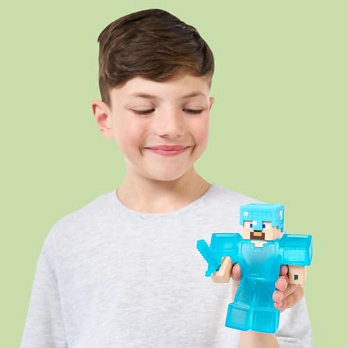 HE ROES DE GOO JIT ZU MINECRAFT PERSONAJES ELASTICOS STEVE CON ARMADURA DE DIAMANTE Y ESPADA RELLENO - 6