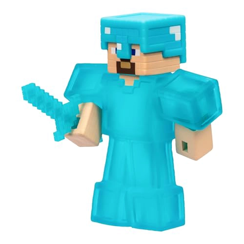 HE ROES DE GOO JIT ZU MINECRAFT PERSONAJES ELASTICOS STEVE CON ARMADURA DE DIAMANTE Y ESPADA RELLENO - 7