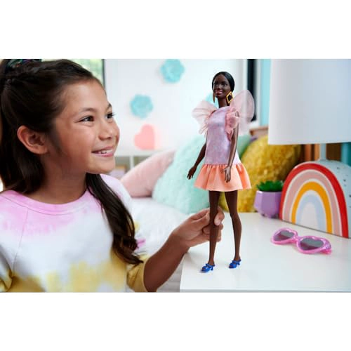 MUÑECA BARBIE FASHIONISTAS 216 CON CUERPO ALTO Y CABELLO NEGRO EN MOÑO BAJO EN VESTIDO DE FIESTA - 2