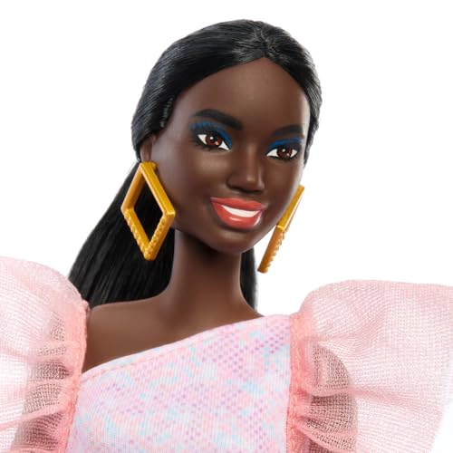 MUÑECA BARBIE FASHIONISTAS 216 CON CUERPO ALTO Y CABELLO NEGRO EN MOÑO BAJO EN VESTIDO DE FIESTA - 3