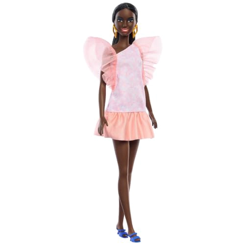 MUÑECA BARBIE FASHIONISTAS 216 CON CUERPO ALTO Y CABELLO NEGRO EN MOÑO BAJO EN VESTIDO DE FIESTA - 4