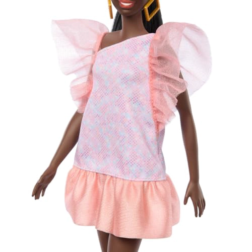 MUÑECA BARBIE FASHIONISTAS 216 CON CUERPO ALTO Y CABELLO NEGRO EN MOÑO BAJO EN VESTIDO DE FIESTA - 5