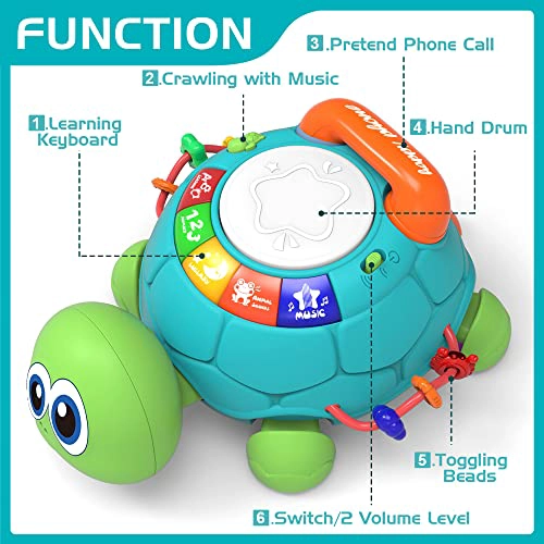 JYUSMILE JUGUETES PARA BEBE S DE 6 A 12 MESES JUGUETES MUSICALES DE TORTUGAS QUE GATEAN PARA BEBE S - 2
